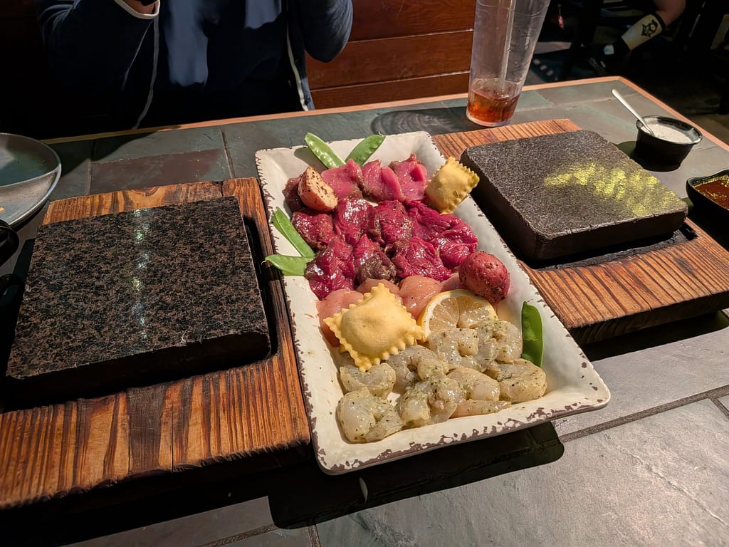 Raw meats ready for the hot stone at Colorado Fondue Company