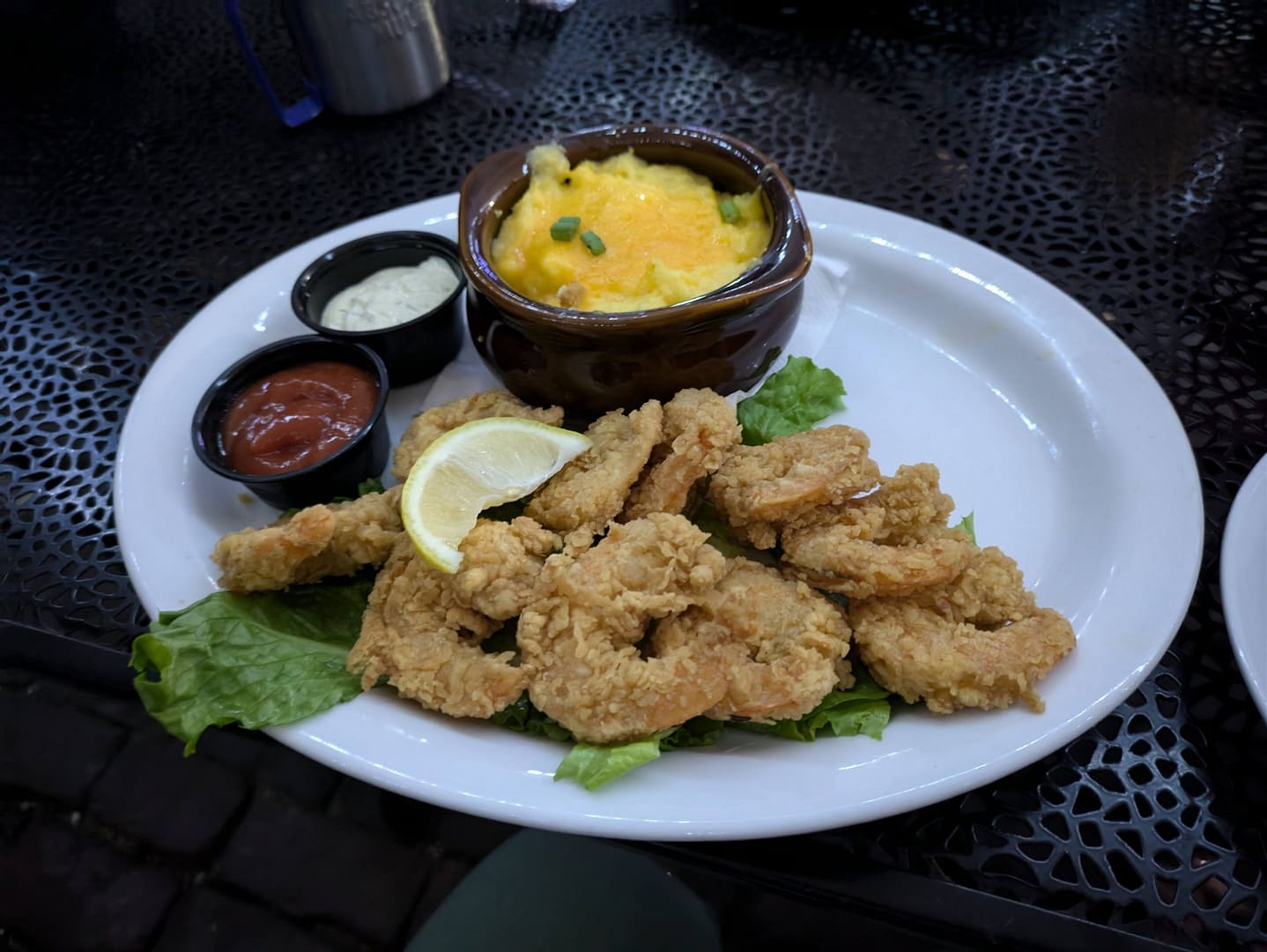 The Breezeway Restaurant & Bar Sanford, FL fried shrimp and cheese grits