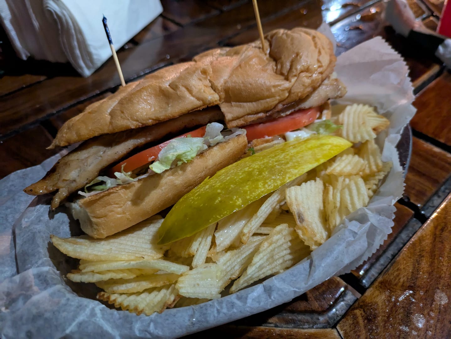 Grills Seafood Deck & Tiki Bar fresh fish sandwich