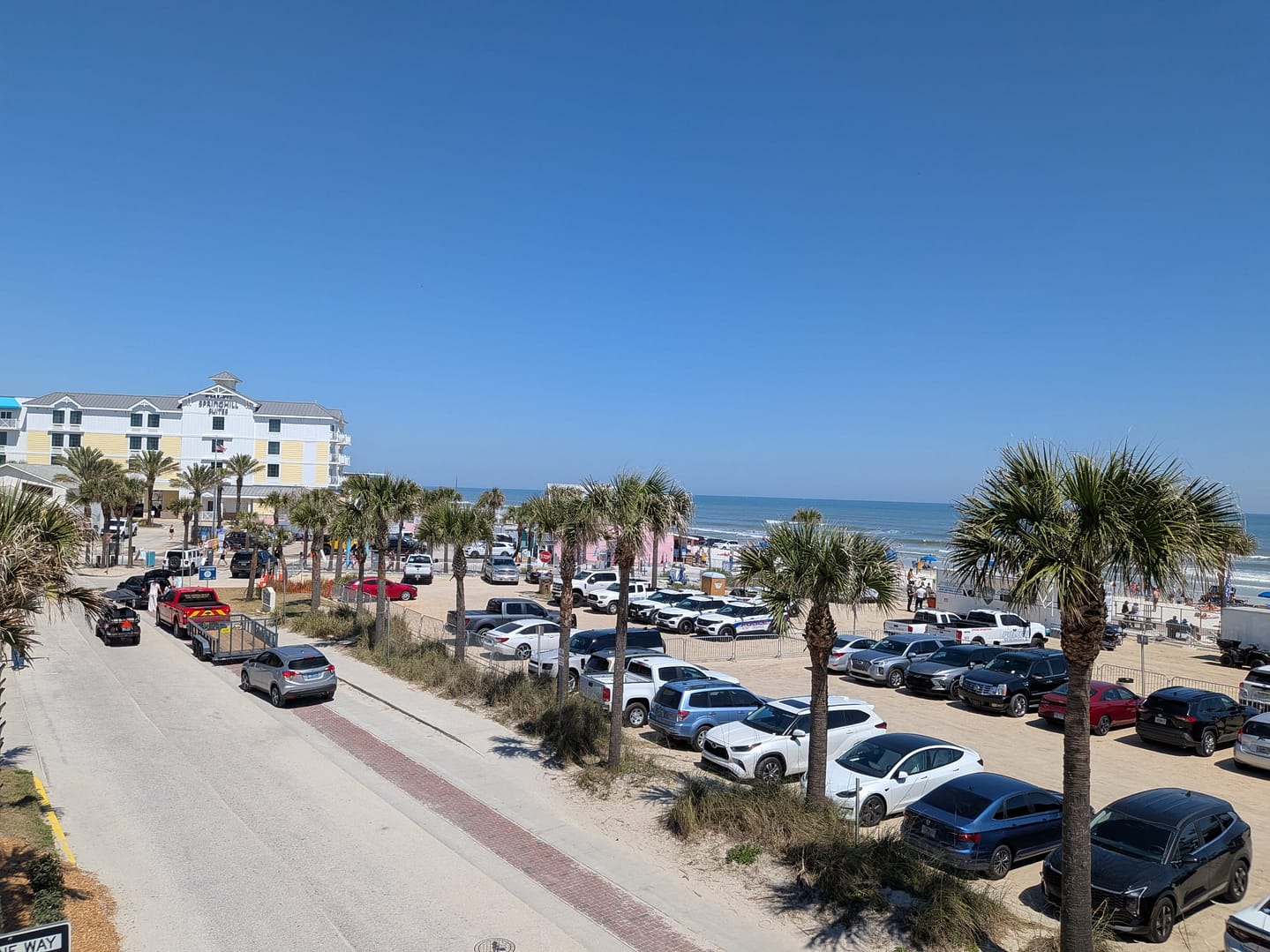 Ocean and beach view from Crabby's Bar and Grill upstairs deck