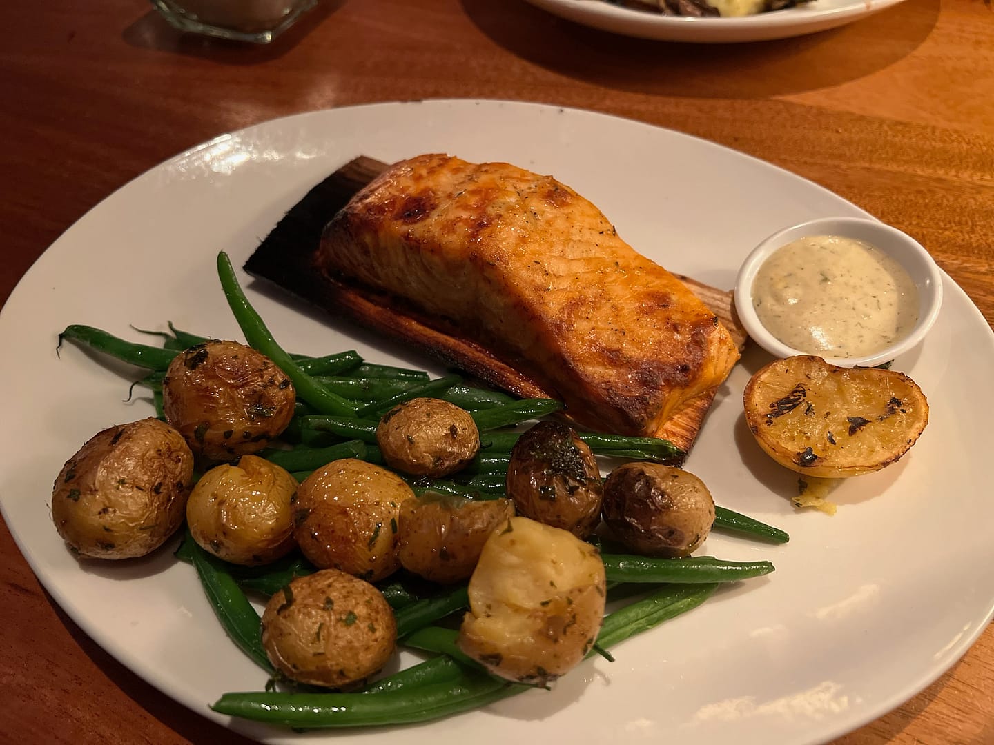 Seasons 52 Salmon, Potatoes and Asparagus