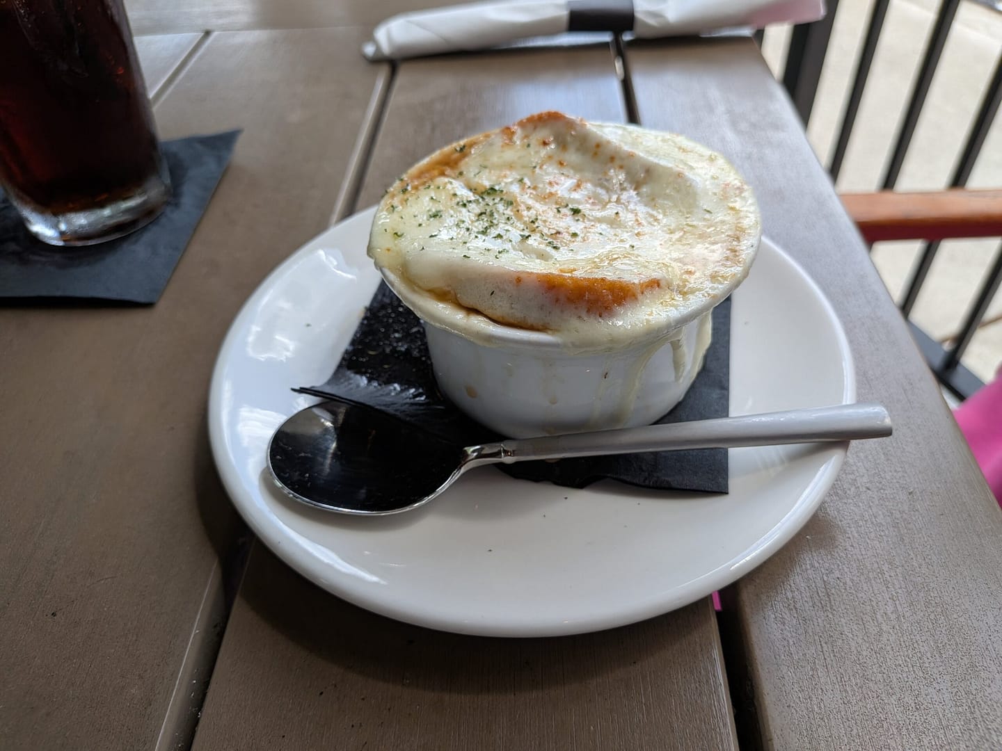 St. James Three-Onion Soup with melted Gruyere at Grafton Street Pub