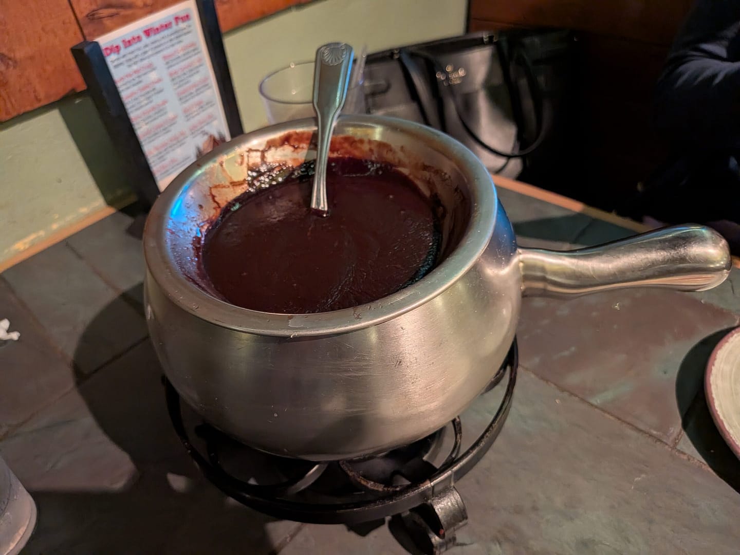 Chocolate fondue pot at Colorado Fondue Company