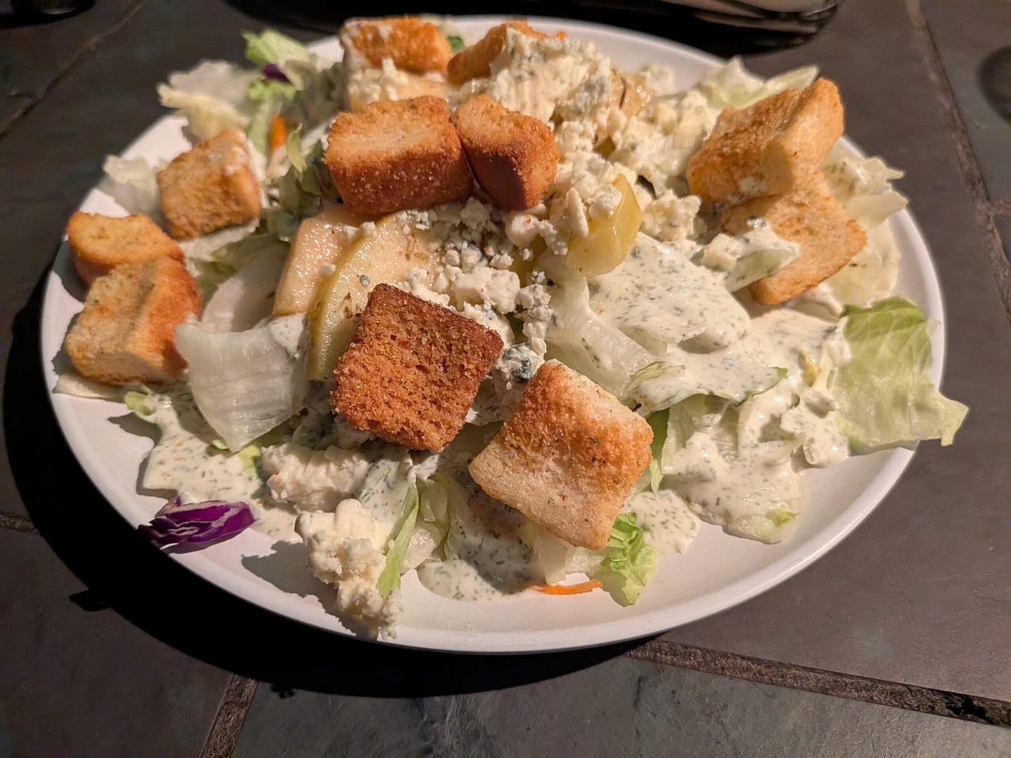 Salad with blue cheese and croutons at Colorado Fondue Company