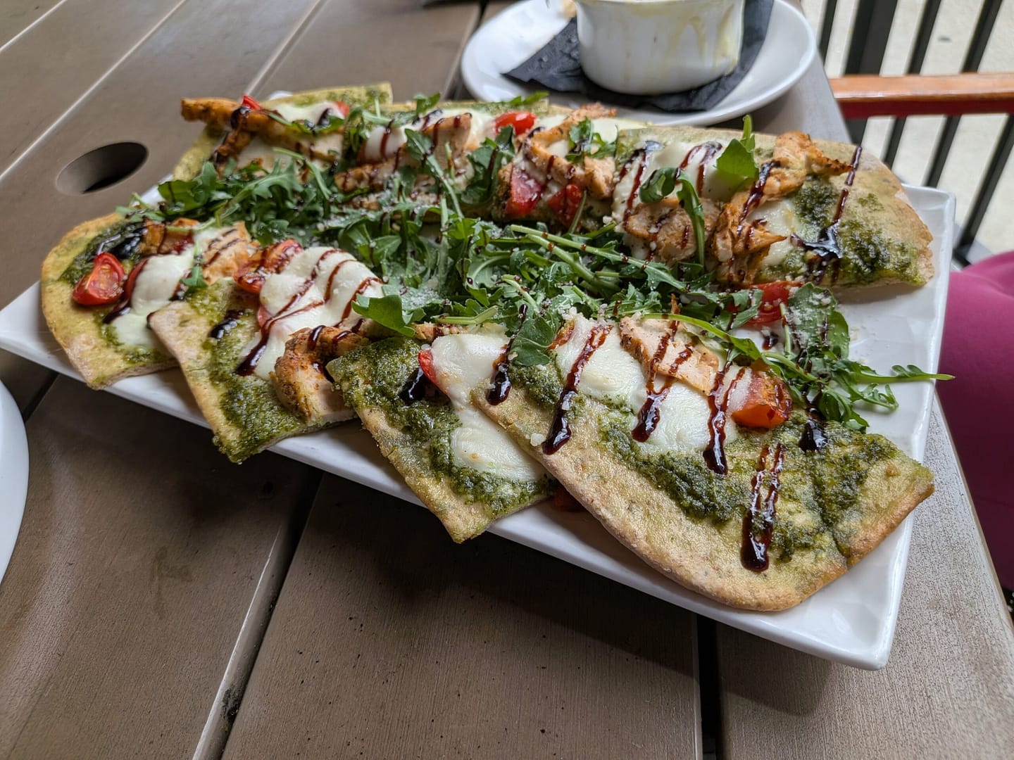 Caprese pesto flatbread with chicken at Grafton Street Pub Lake Mary