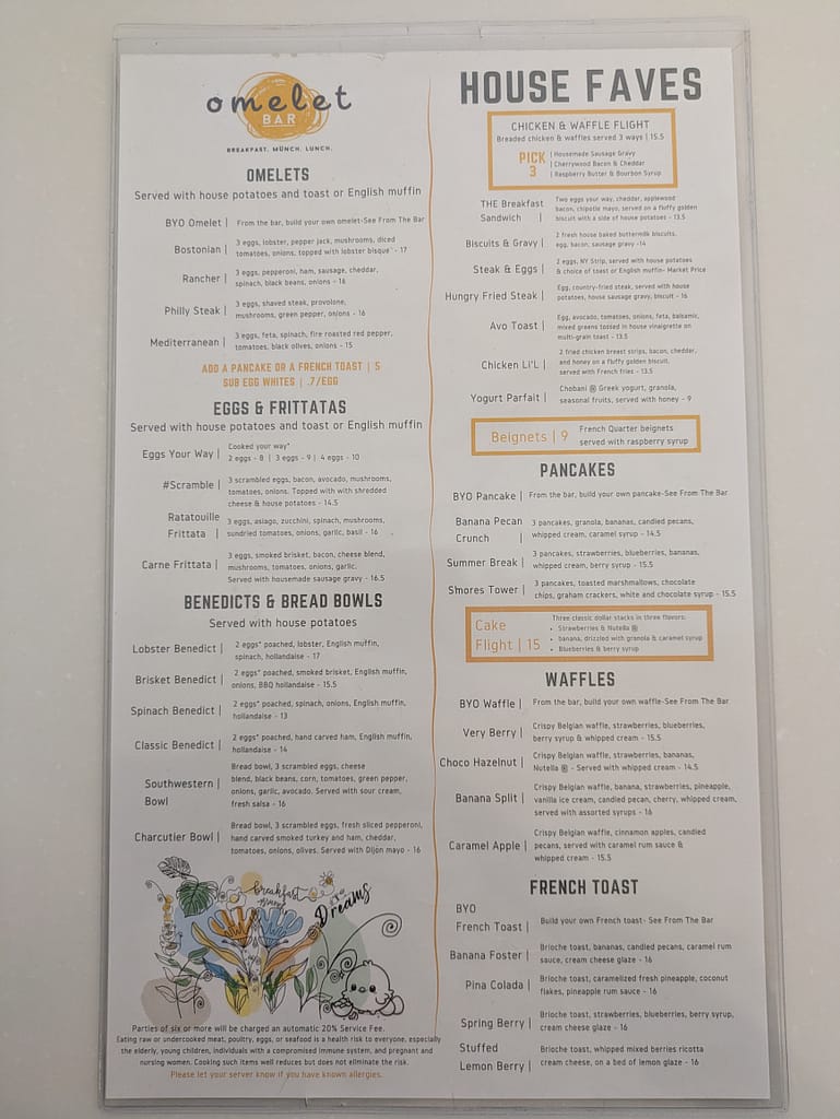 Omelet Bar Menu Page 3