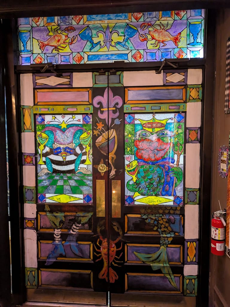 The beautifully painted door as you leave the restaurant